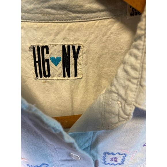 Vintage 80s 90 HGNY Western Fringe Southwest Detail Long Sleeve Button Down Top - Picture 6 of 10